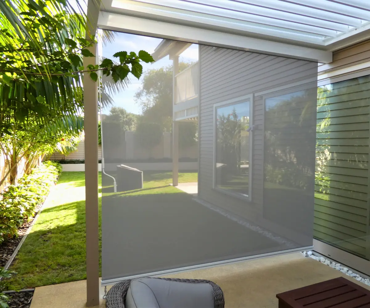 Omni Lite mesh blind with pelmet